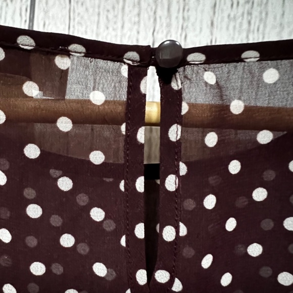 Ann Taylor Sheer Polka Dot Top in Dark Maroon Size XS - Picture 8 of 12